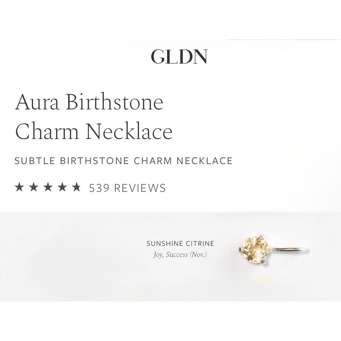 Gldn Aura November Birthstone Yellow Citrine Charm Sterling Silver Pendant — image 2 of 7
